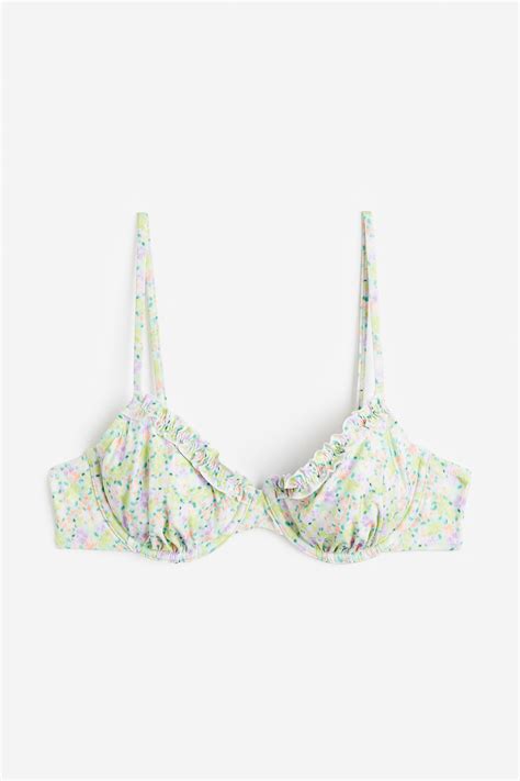 Non-padded bikini top - Light green/Floral - Ladies | H&M GB
