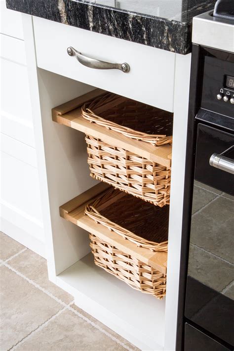 Traditional Kitchen with Wicker Storage Baskets - Vegetable Storage