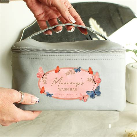 personalised hotchpotch butterfly grey toiletry bag foryouie