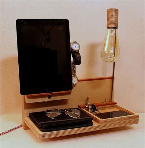 docking station night stand organizer nightstand lamp charging