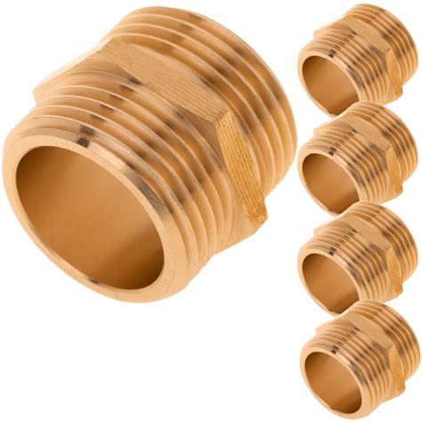 Paquet de 5 unités de mamelon 1/2" en laiton zingué pour installations