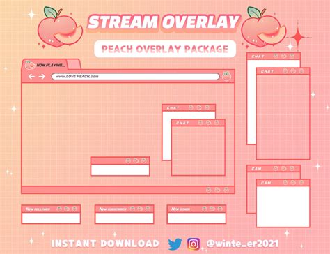 Twitch Pink Aesthetic Pixel Computer Customizable Screen Overlay Set ...