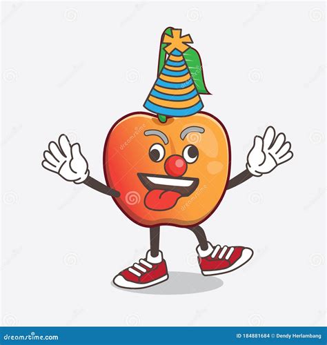 Royal Ann Cherry Cartoon Mascot Character As Funny Clown Stock Vector