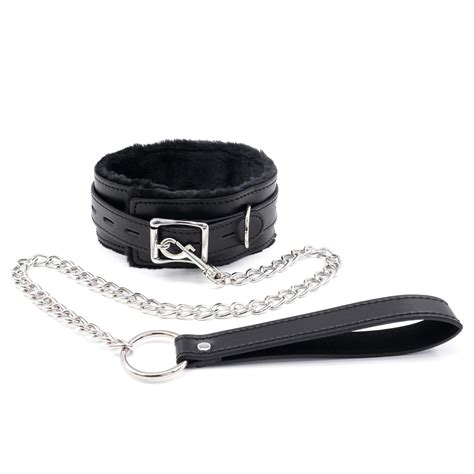 Amazon.com: Women and Men Fur-Lined Black Leather Bondage Collar and