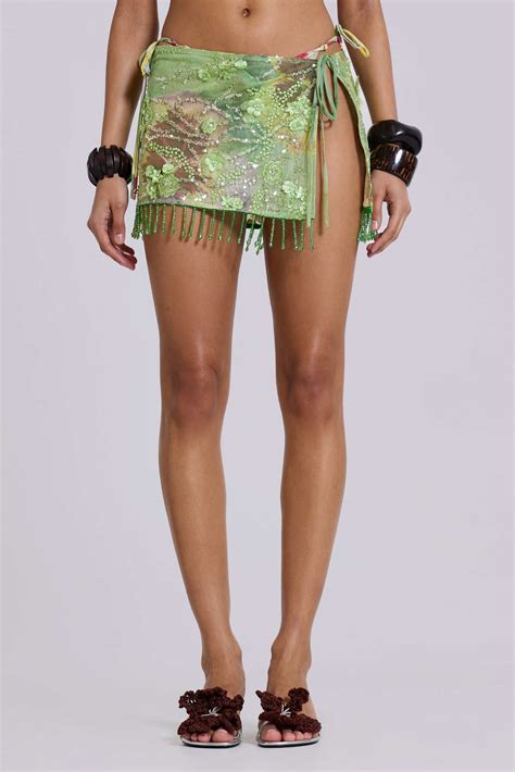 Melona Embellished Wrap Mini Skirt | Jaded London | Clothing