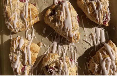 Raspberry Cream Scones with Raspberry Glaze - Jessie Sheehan Bakes