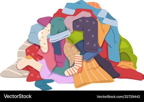 Dirty clothes pile messy laundry heap Royalty Free Vector