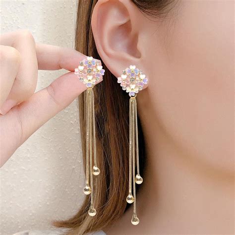 styles korean long dangle earrings  women fashion girls full