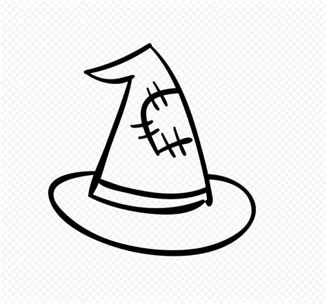 HD Black Halloween Outline Witch Hat PNG | Citypng