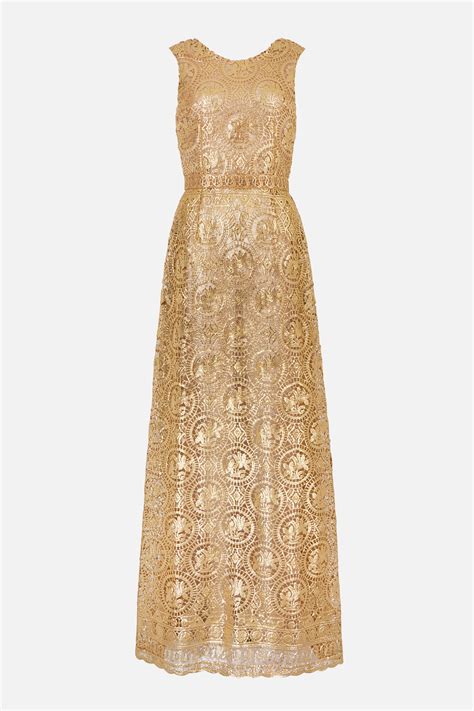 Torres Dress In Gold Foiled Guipure | Emilia Wickstead