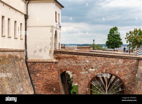 Bridge to Brno Castle. Entrance through the moat to the old castle on ...