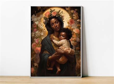 African American Virgin Mary Poster, Black Virgin Mary Wall Art, Black