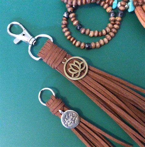 Om Ohm~Lotus Flower suede tassel boho keychain. Tap into your inner