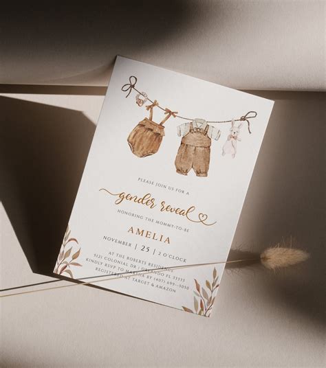 Neutral Gender Reveal Invitation Rustic Reveal Invitation - Etsy