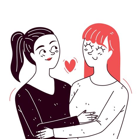lesbian couple, line art 11479964 Vector Art at Vecteezy