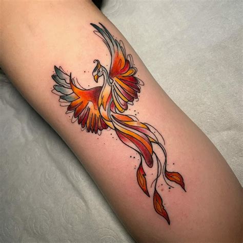Red Phoenix Bird Tattoo