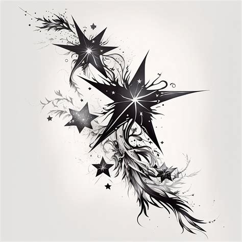 Stars Tattoo Design White Background PNG File Download High Resolution