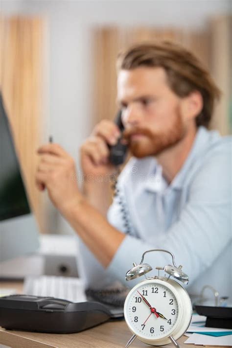 software developer working  computer  modern office stock photo