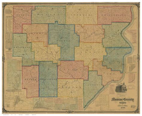 Monroe County Ohio 1869 Old Wall Map Reprint With Homeowner Names Farm Lines - Etsy