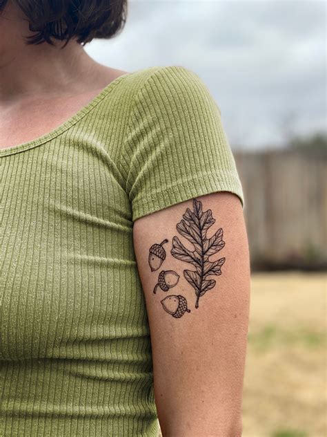 Acorn and Oak Leaves Temporary Tattoo Nature Lover Gift - Etsy