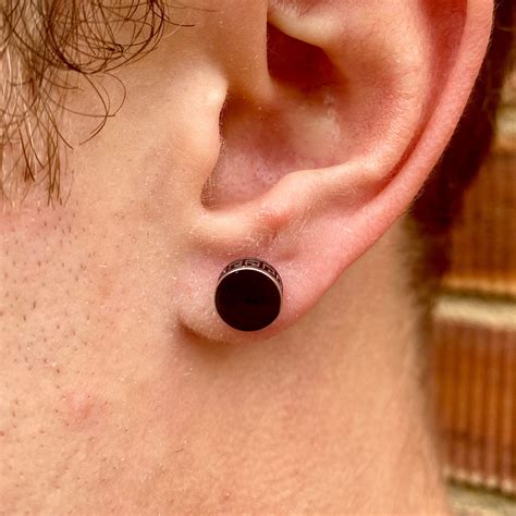 Mens Earrings Mens Stud Earrings Black Stud Earrings 6mm - Etsy UK
