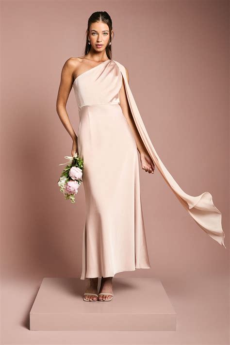 Dresses | Satin One Shoulder Bridesmaid Dress with Chiffon Drape | Coast