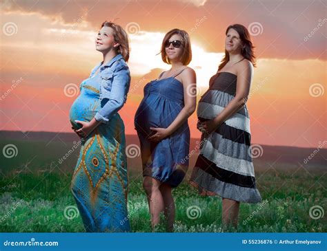 Pregnant Women are at Sunset Stock Photo - Image of life, harmony: 55236876