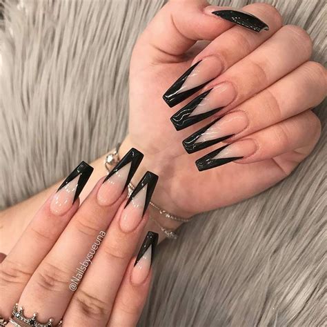 30+ Black French Tip Coffin Nails – The FSHN