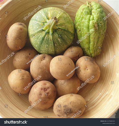 Farmer Plate Fruits Vegetables Tenerife Stock Photo 2175465321