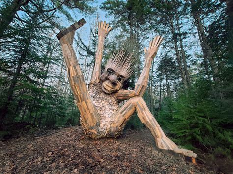 Recycled Wooden Giant Troll Sculptures Visitors should be greeted in the great outdoors.