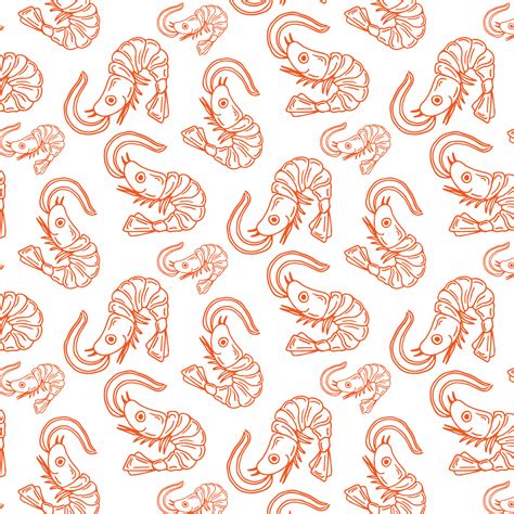 hand drawn seafood seamless pattern shrimp background vintage sketch