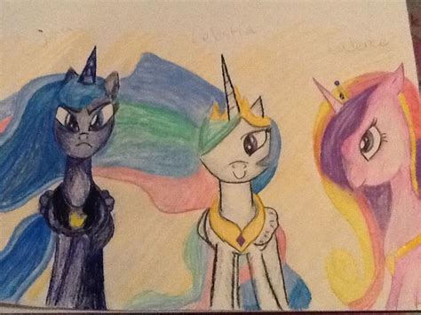 Luna, Celestia, Cadence. by krissyramen on DeviantArt