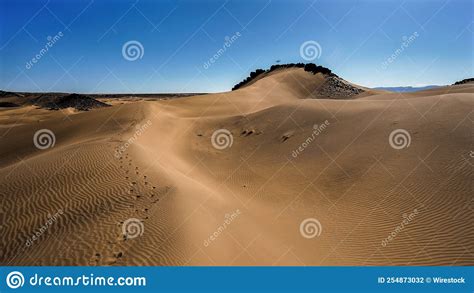 Beautiful Desert Landscape with Footprints on the Sand Stock Photo ...