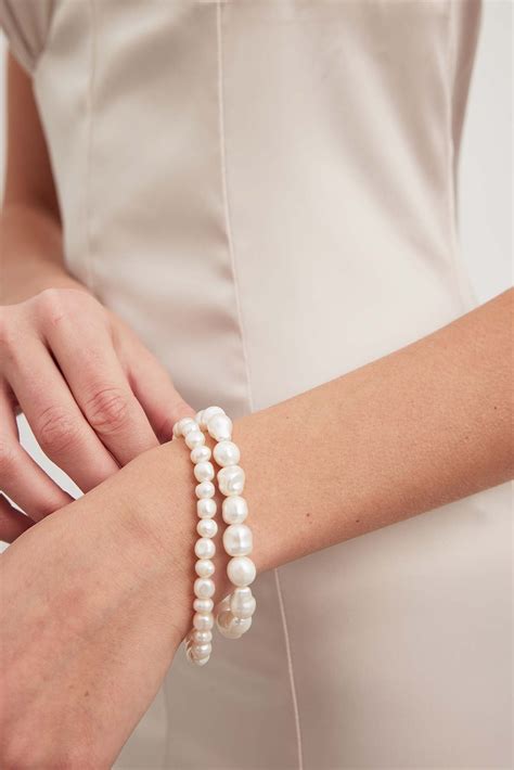 Double Pack Pearl Bracelet Offwhite | NA-KD