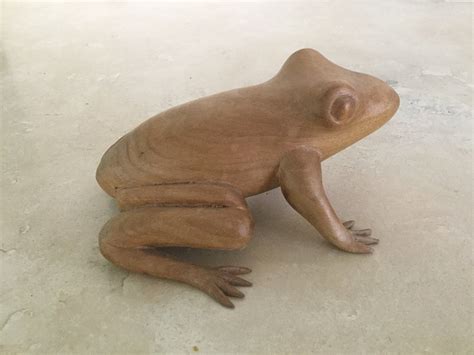 Hand Carved Wood Frog / Frog Sculpture / Wood Amphibian Figure | Hand