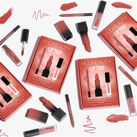 huda beauty bombshell lip trio set au adore beauty