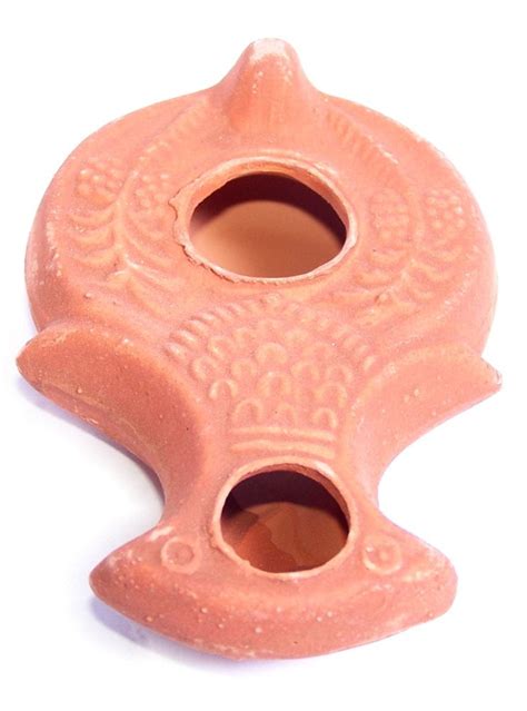 Holy Land Market Herodian Ancient Biblical Oil Lamp Replica (Clay / Red ...