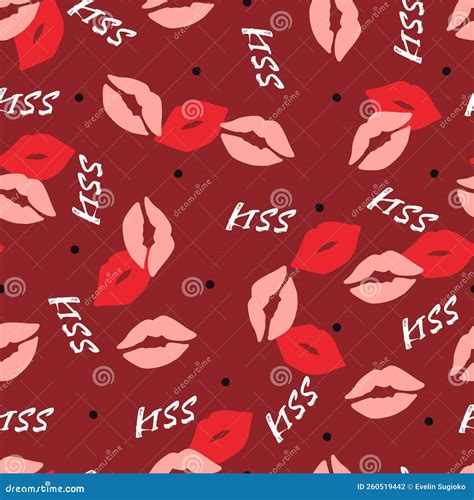 Red Passionate Hot Kiss Vector Graphic Seamless Pattern | CartoonDealer