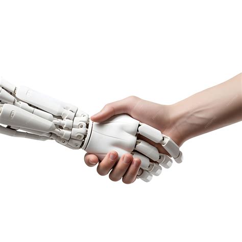Premium PSD | White Robot hand shaking hands with human hand generative ai