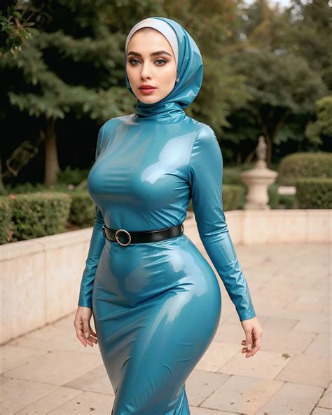 Hijab Paradise World | Beautiful Hijab Girl In Blue Latex Long Tight