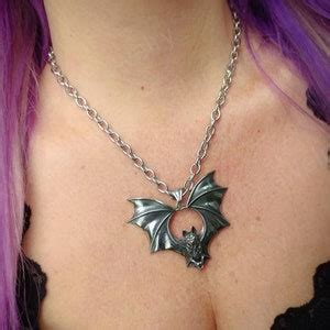 Bat Pendant Necklace, Gothic Jewelry, Goth Necklace, Punk Necklace, Womens Necklace, Emo ...