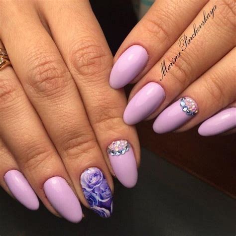 40+ beautiful purple flower nail designs that you can’t take your eyes ...