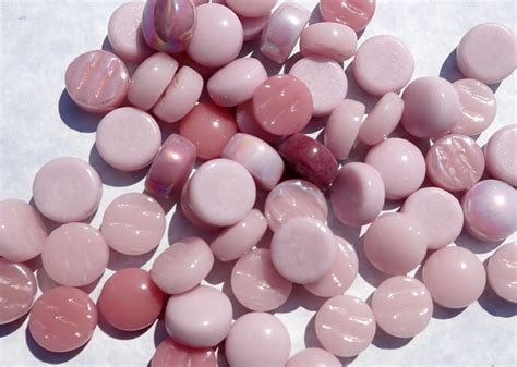 Light Pink Mix Glass Drops Mosaic Tiles - 100 grams - Mix of Gloss and