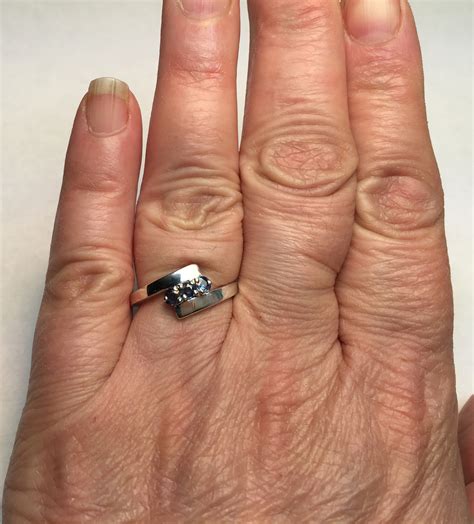 Montana Yogo Sapphire 3 Stone Bypass Ring Sterling Silver