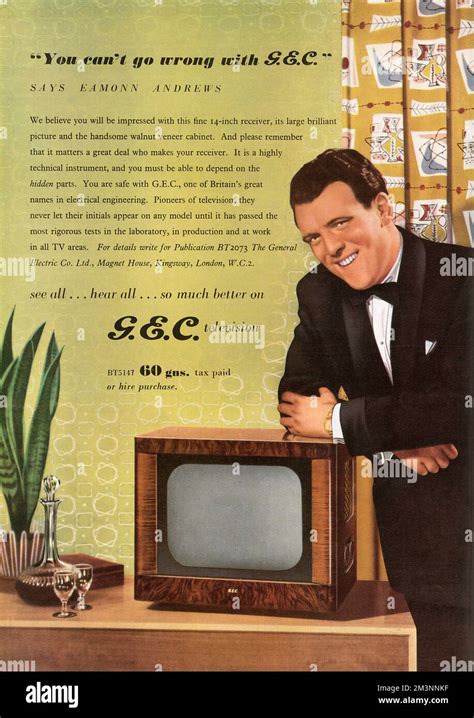 Advertisement for General Electric Company television sets, endorsed by ...