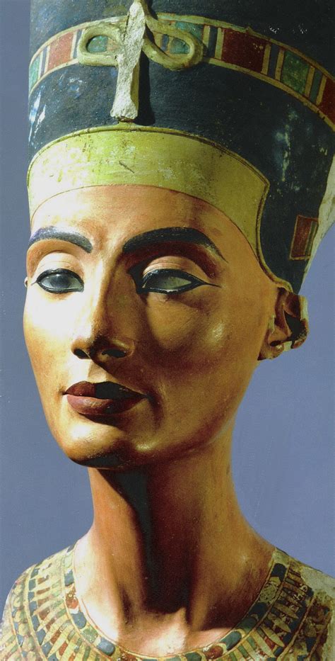 The crowned head of Nefertiti, wife of Akhenaton. The sculpture was