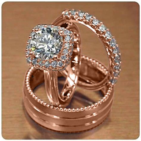 rose gold engagement ring  wedding band set  louise whipple blog