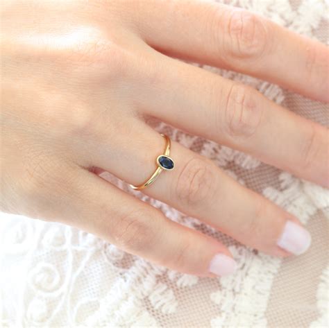 Sapphire Ring Black Sapphire Ring Minimalist Gold Ring | Etsy