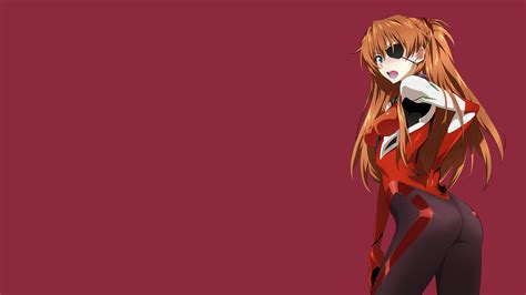 Wallpaper : Neon Genesis Evangelion, Asuka Langley Soryu, simple background, red background, ass ...