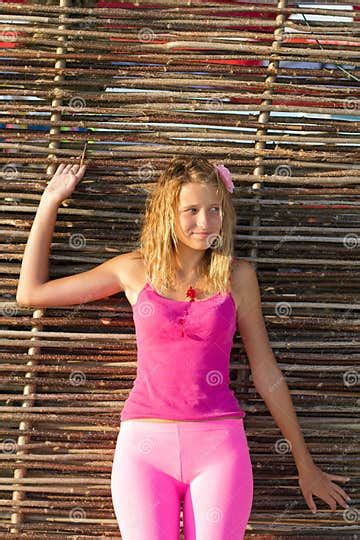 cute teen girl stock image image  beautiful fence